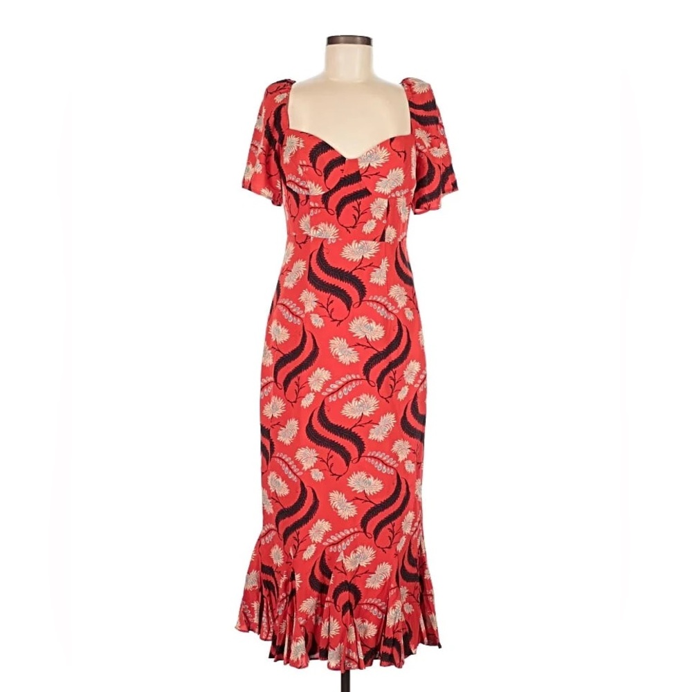 RHODE NWT Ramona Floral Maxi Dress in Bright Red Kiku, Size 6, Breki - Picture 5 of 10